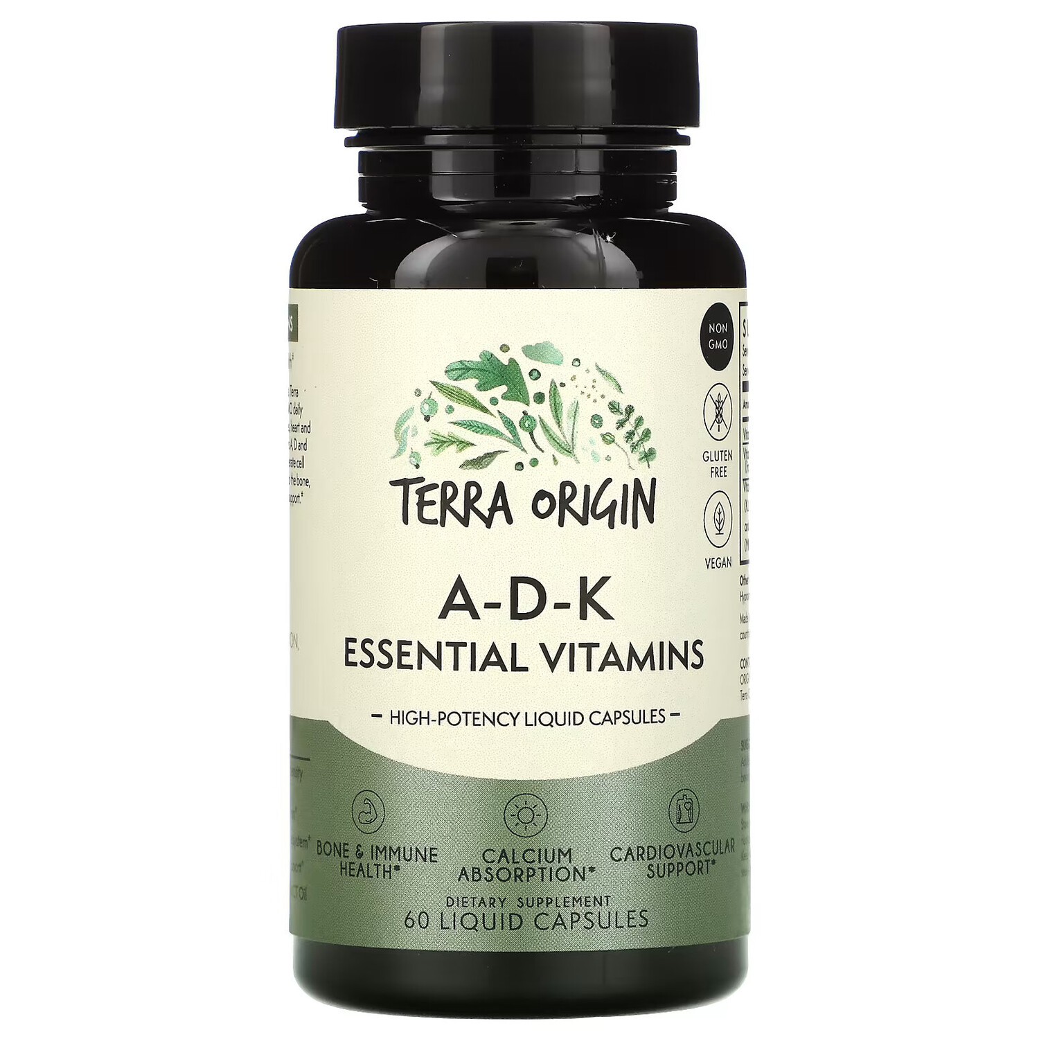 Terra Origin, ADK Essential Vitamins, 60 жидких капсул
Terra Origin, ADK Essential Vitamins, 60 жидких капсул