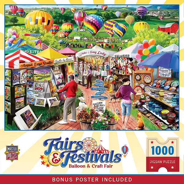Ярмарки и фестивали шедевров – ярмарка воздушных шаров и ремесел, пазл из 1000 деталей Masterpieces Puzzles, multicolor
Ярмарки и фестивали шедевров – ярмарка воздушных шаров и ремесел, пазл из 1000 деталей Masterpieces Puzzles, multicolor