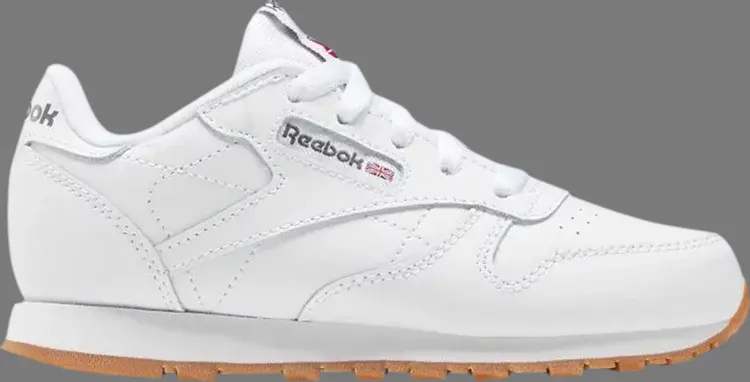 Кроссовки classic leather little kid 'white gum' Reebok, белый 
Кроссовки classic leather little kid 'white gum' Reebok, белый