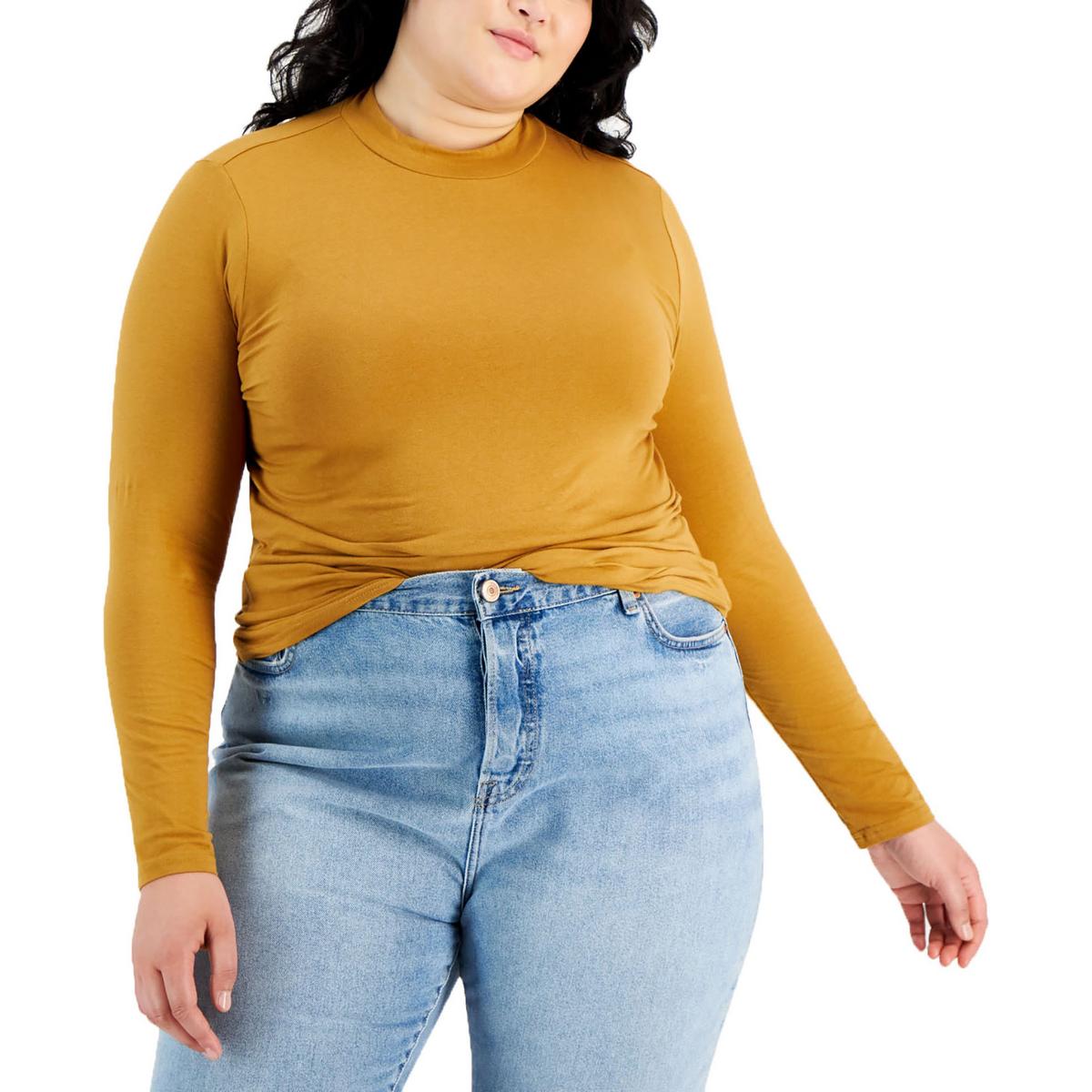 Плюс Женская рубашка с воротником-стойкой и водолазкой Aveto, цвет brown sugar 
Плюс Женская рубашка с воротником-стойкой и водолазкой Aveto, цвет brown sugar