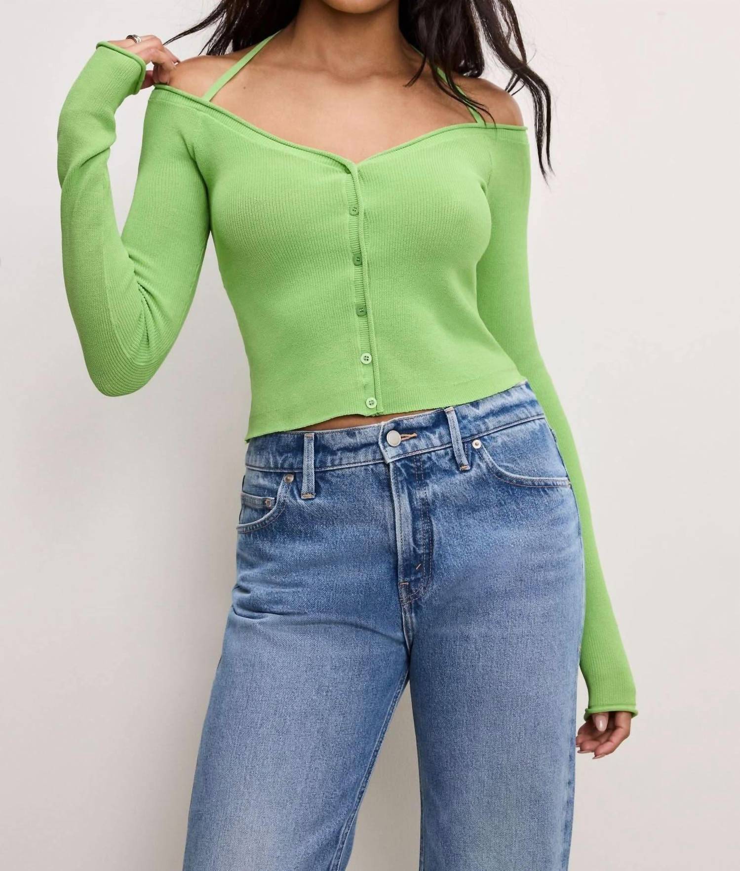 Растягивающийся офф-шолдер топ из ребристого трикотажа в цвете лайм GOOD AMERICAN, Lime
Растягивающийся офф-шолдер топ из ребристого трикотажа в цвете лайм GOOD AMERICAN, Lime