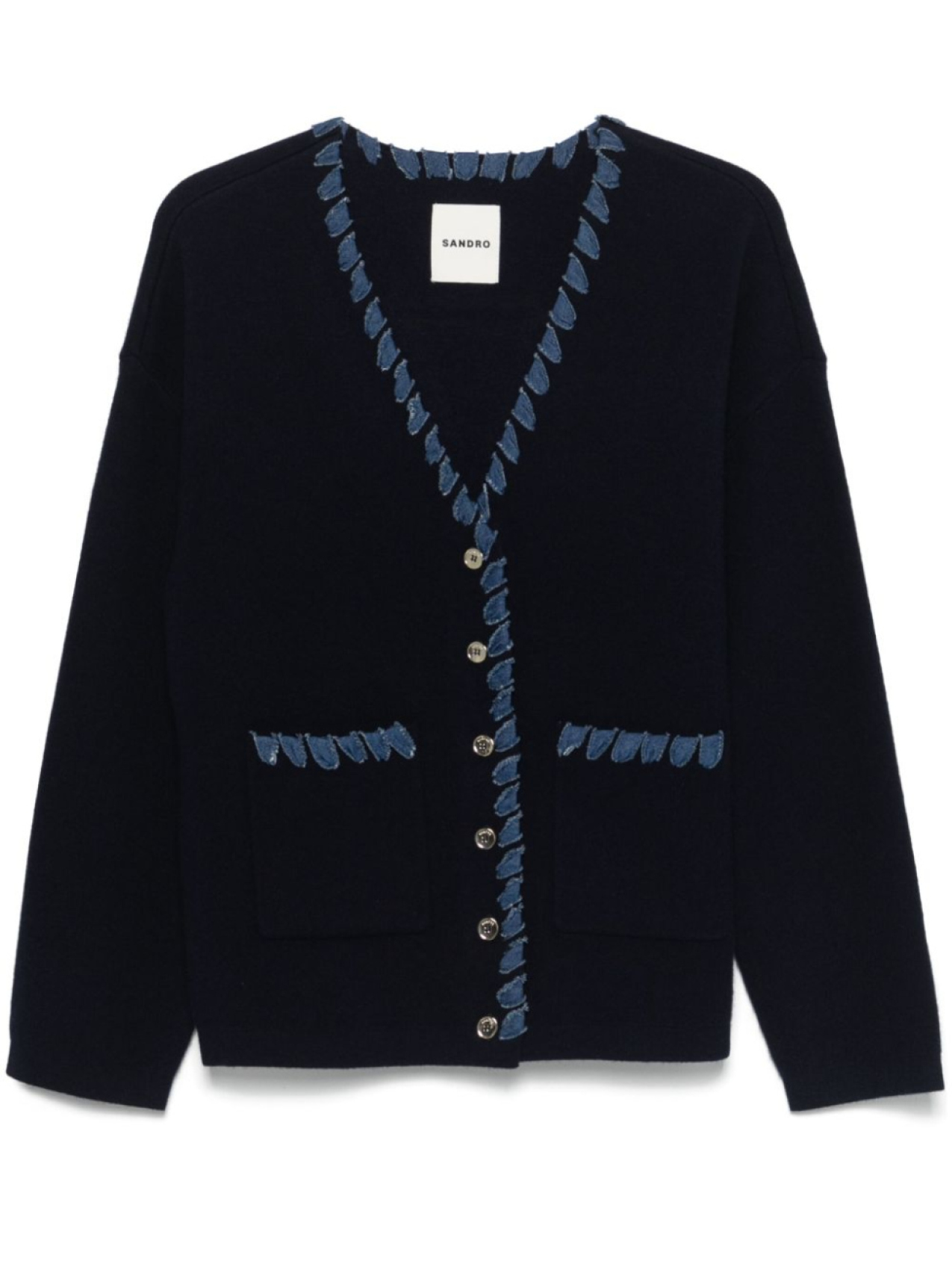 SANDRO кардиган с отделкой из денима, синий
SANDRO кардиган с отделкой из денима, синий