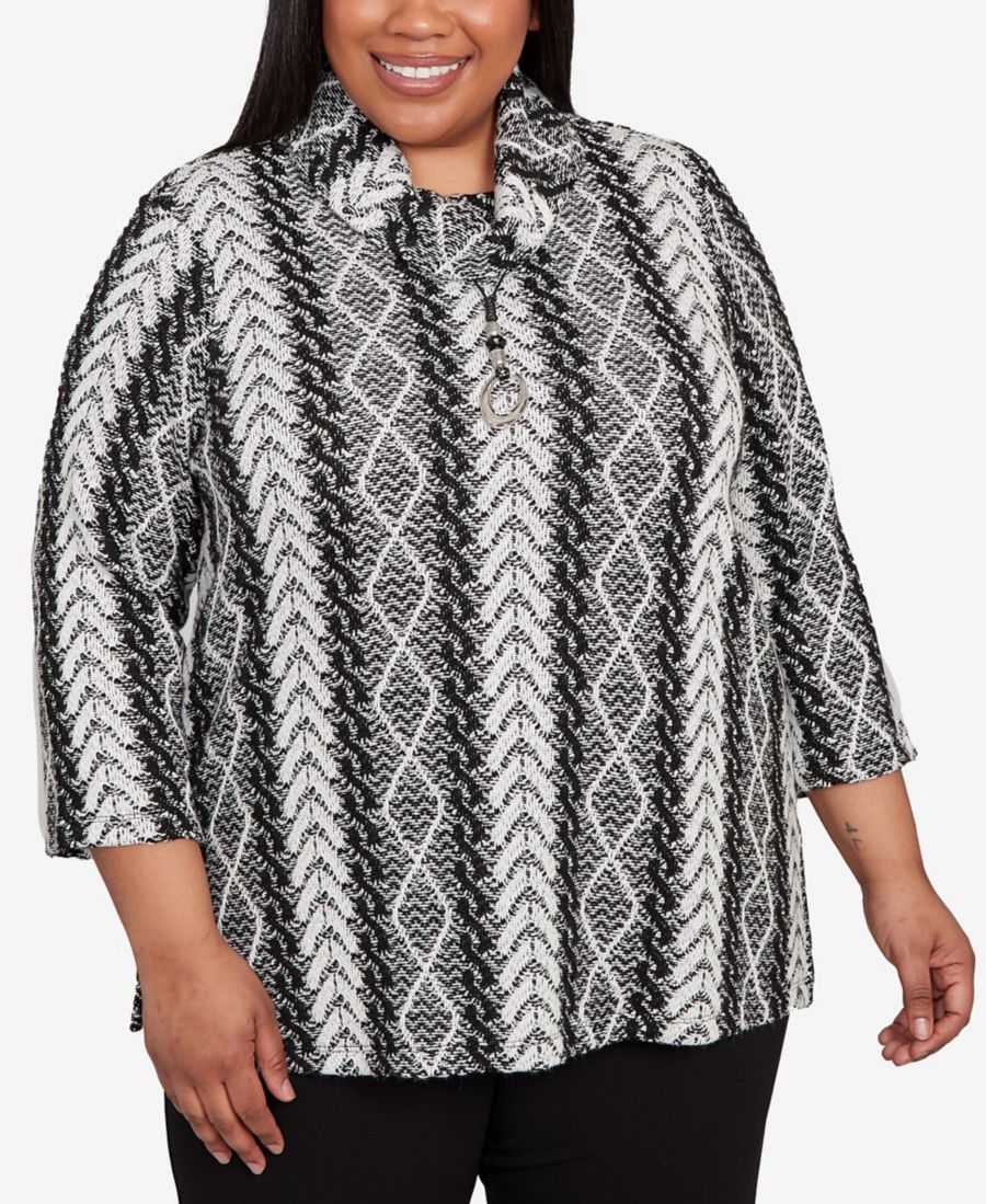 Топ большого размера в жаккардовом стиле "Джеттеттер" с ожерельем Alfred Dunner, Black/White
Топ большого размера в жаккардовом стиле "Джеттеттер" с ожерельем Alfred Dunner, Black/White