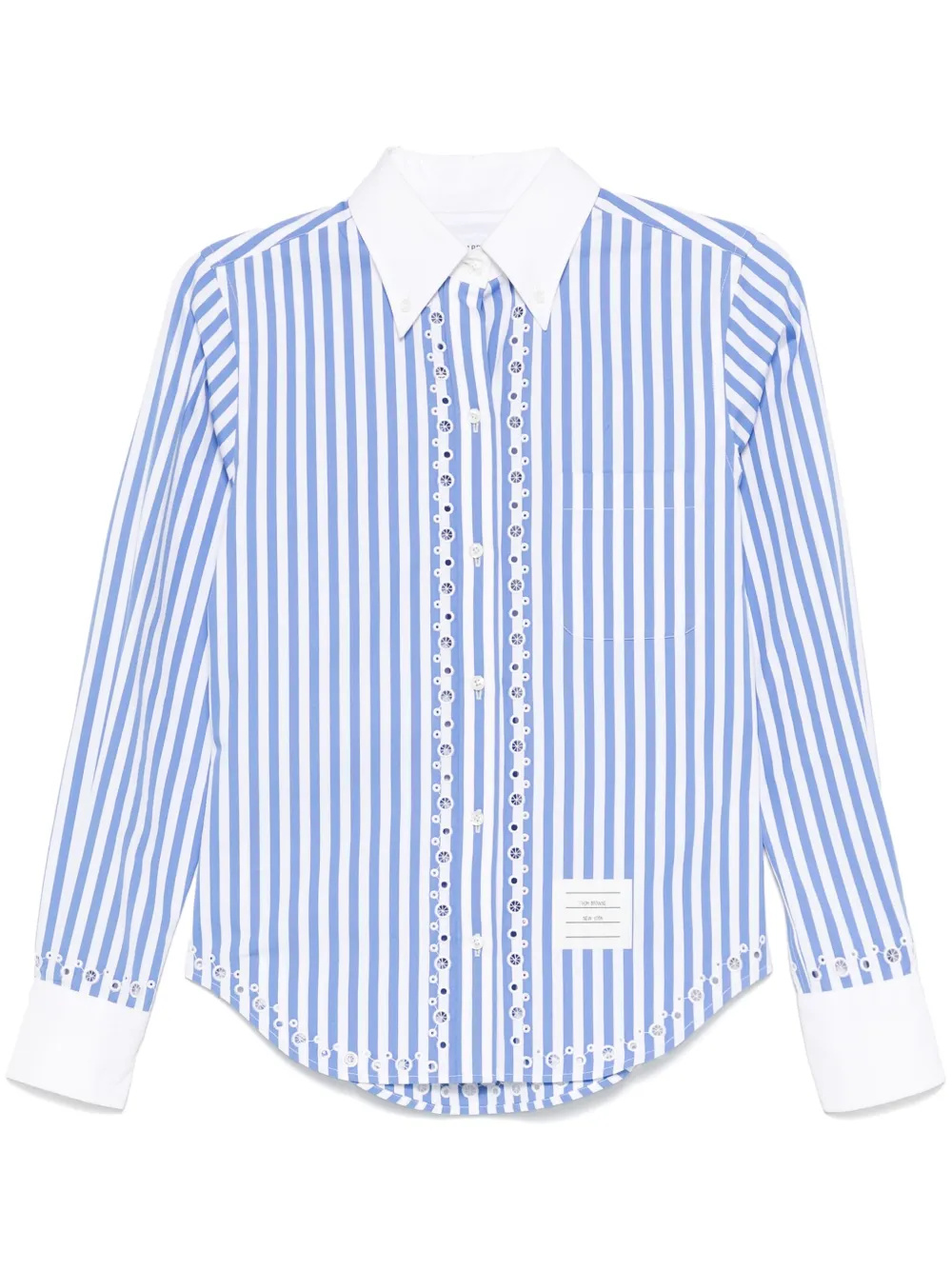 Полосатая рубашка с английской вышивкой THOM BROWNE, синий
Полосатая рубашка с английской вышивкой THOM BROWNE, синий