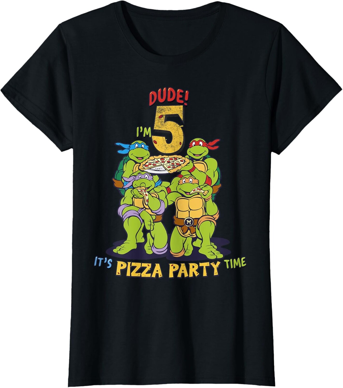 Женская футболка Teenage Mutant Ninja Turtles I'm 5 Dude Pizza Birthday Party, черный
Женская футболка Teenage Mutant Ninja Turtles I'm 5 Dude Pizza Birthday Party, черный