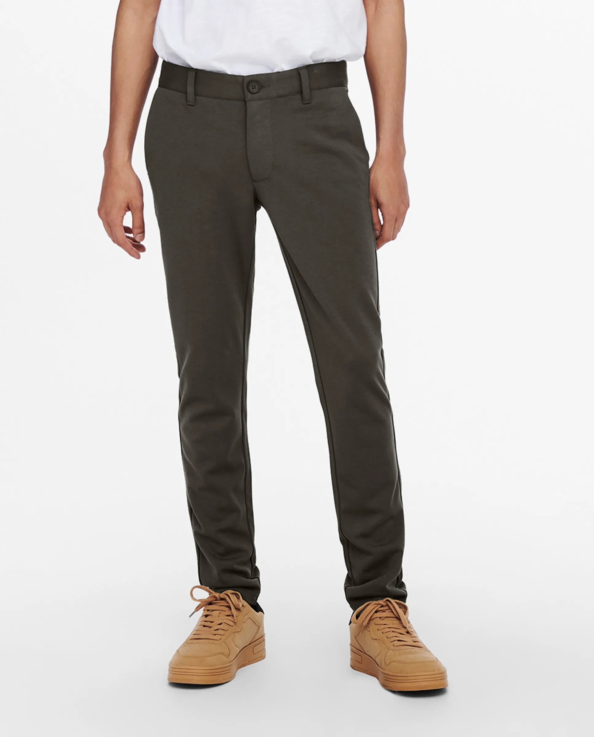 Мужские классические брюки приталенного кроя Only & Sons, коричневый 
Мужские классические брюки приталенного кроя Only & Sons, коричневый