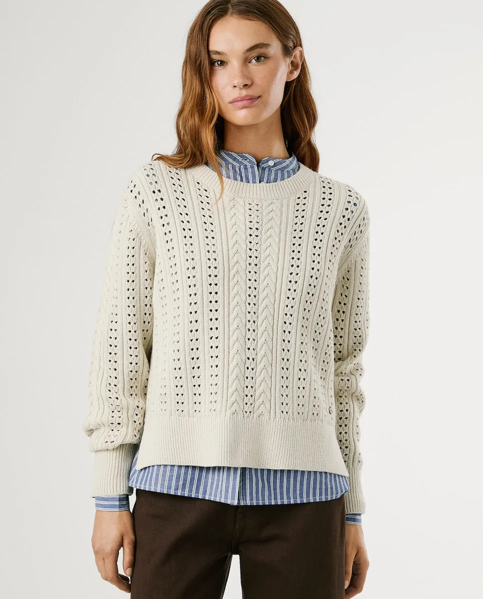 Женский джемпер с вырезами и регланными рукавами Pepe Jeans, кремовый
Женский джемпер с вырезами и регланными рукавами Pepe Jeans, кремовый