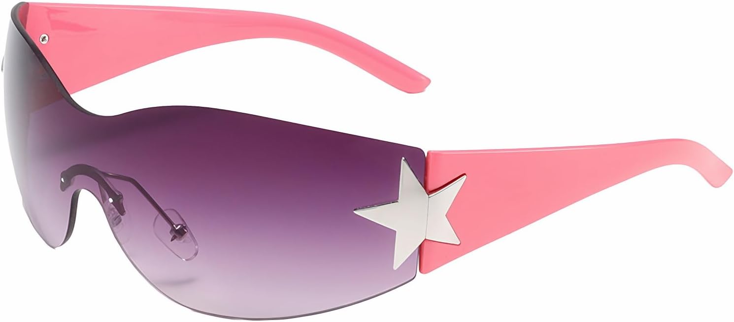 Солнцезащитные очки Y2K для женщин и мужчин, модные солнцезащитные очки-щитки, солнцезащитные очки без оправы со звездами, очки большого размера Ehoomely, One Star-purple Pink
Солнцезащитные очки Y2K для женщин и мужчин, модные солнцезащитные очки-щитки, солнцезащитные очки без оправы со звездами, очки большого размера Ehoomely, One Star-purple Pink