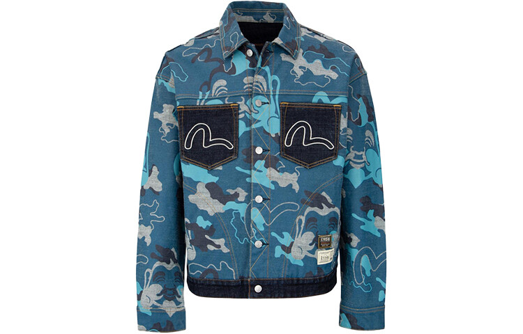 Джинсовая куртка мужская джинсовая синяя Evisu, синий 
Джинсовая куртка мужская джинсовая синяя Evisu, синий