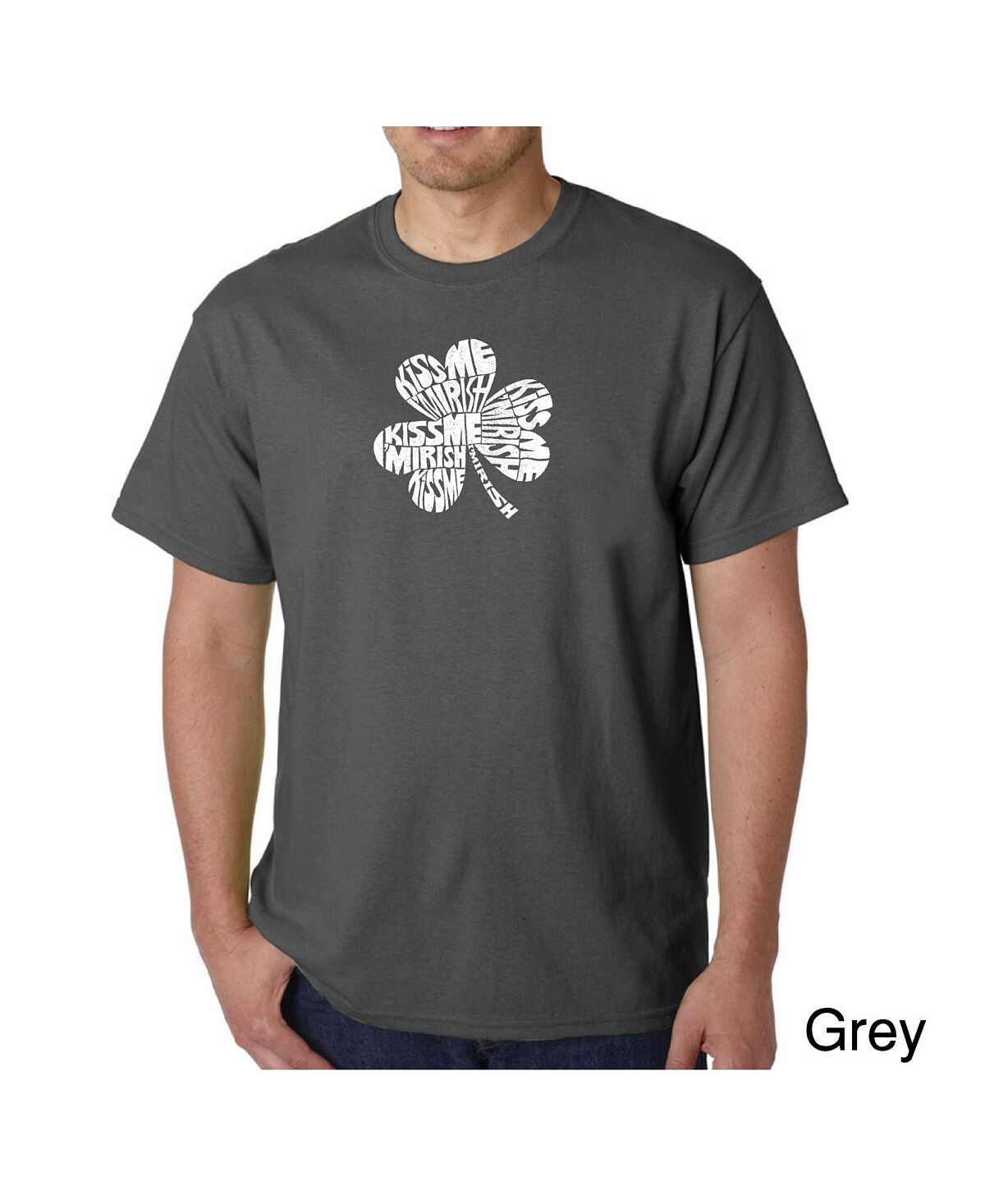 Мужская футболка с надписью word art - kiss me i'm irish LA Pop Art, серый 
Мужская футболка с надписью word art - kiss me i'm irish LA Pop Art, серый