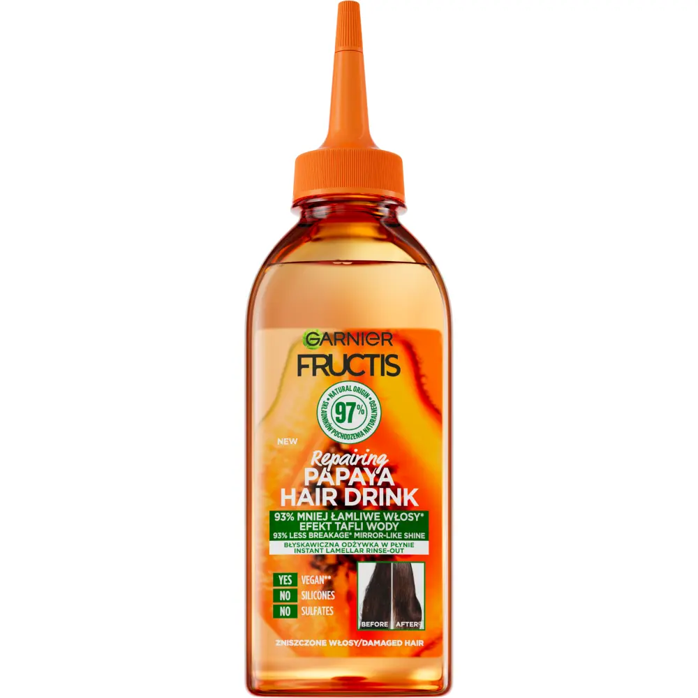 Garnier Fructis Papaya Hair Drink жидкий кондиционер для волос ламеллярный мгновенного действия, 200 мл
Garnier Fructis Papaya Hair Drink жидкий кондиционер для волос ламеллярный мгновенного действия, 200 мл