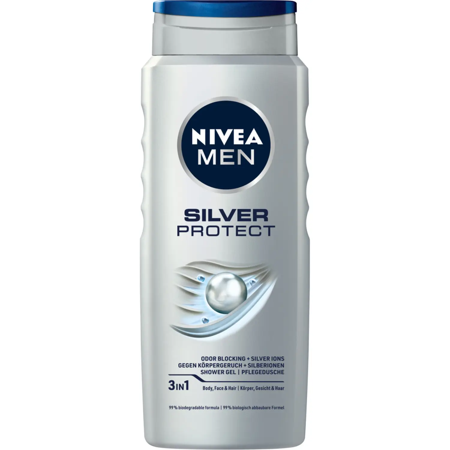 Nivea MEN Silver Protect гель для душа для тела, лица и волос с антибактериальной формулой с ионами серебра, 500 мл