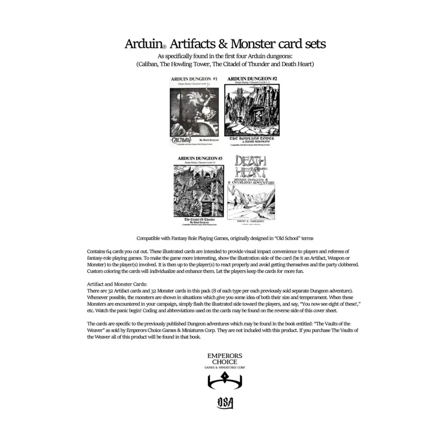 Артефакты и наборы карт монстров Arduino, Arduin (Emperor's Choice)
Артефакты и наборы карт монстров Arduino, Arduin (Emperor's Choice)