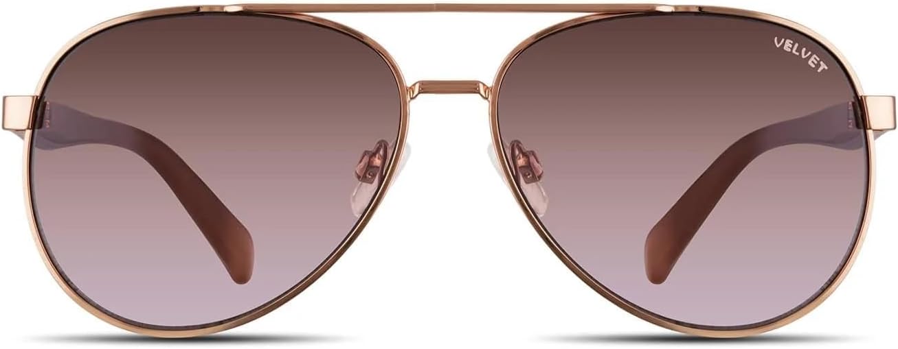 Солнцезащитные очки-авиаторы Velvet Eyewear для женщин, модель Bonnie, цвет розовое золото - 100% защита от УФ-излучения - разработаны для женщин - произведено в США, Rose Gold
Солнцезащитные очки-авиаторы Velvet Eyewear для женщин, модель Bonnie, цвет розовое золото - 100% защита от УФ-излучения - разработаны для женщин - произведено в США, Rose Gold