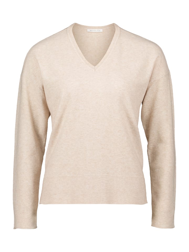 Бежевый вязаный свитер с V-образным вырезом BETTY & CO
Бежевый вязаный свитер с V-образным вырезом BETTY & CO