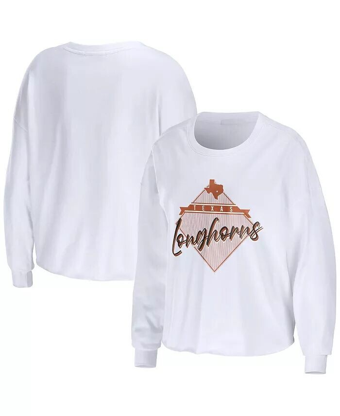 Женская белая укороченная футболка с длинными рукавами Texas Longhorns Diamond Wear By Erin Andrews
Женская белая укороченная футболка с длинными рукавами Texas Longhorns Diamond Wear By Erin Andrews