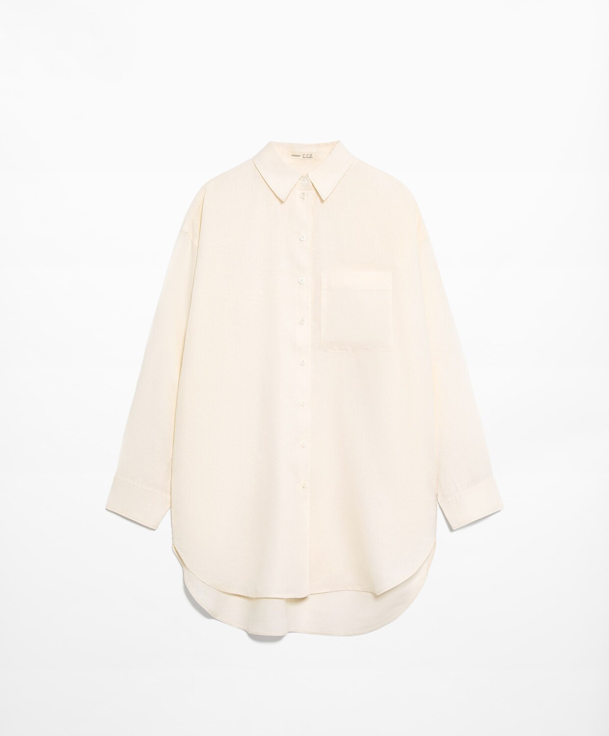 Рубашка Oysho Oversize Long Sleeved Linen, кремовый 
Рубашка Oysho Oversize Long Sleeved Linen, кремовый