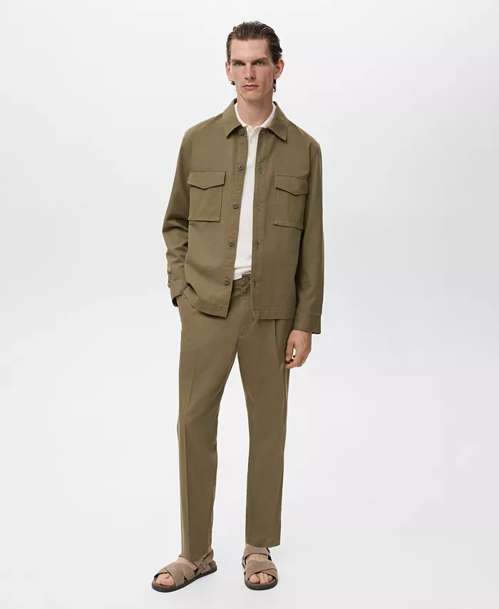 Мужские брюки прямого кроя со стрелками из хлопковой смеси Mango, зеленый
Мужские брюки прямого кроя со стрелками из хлопковой смеси Mango, зеленый