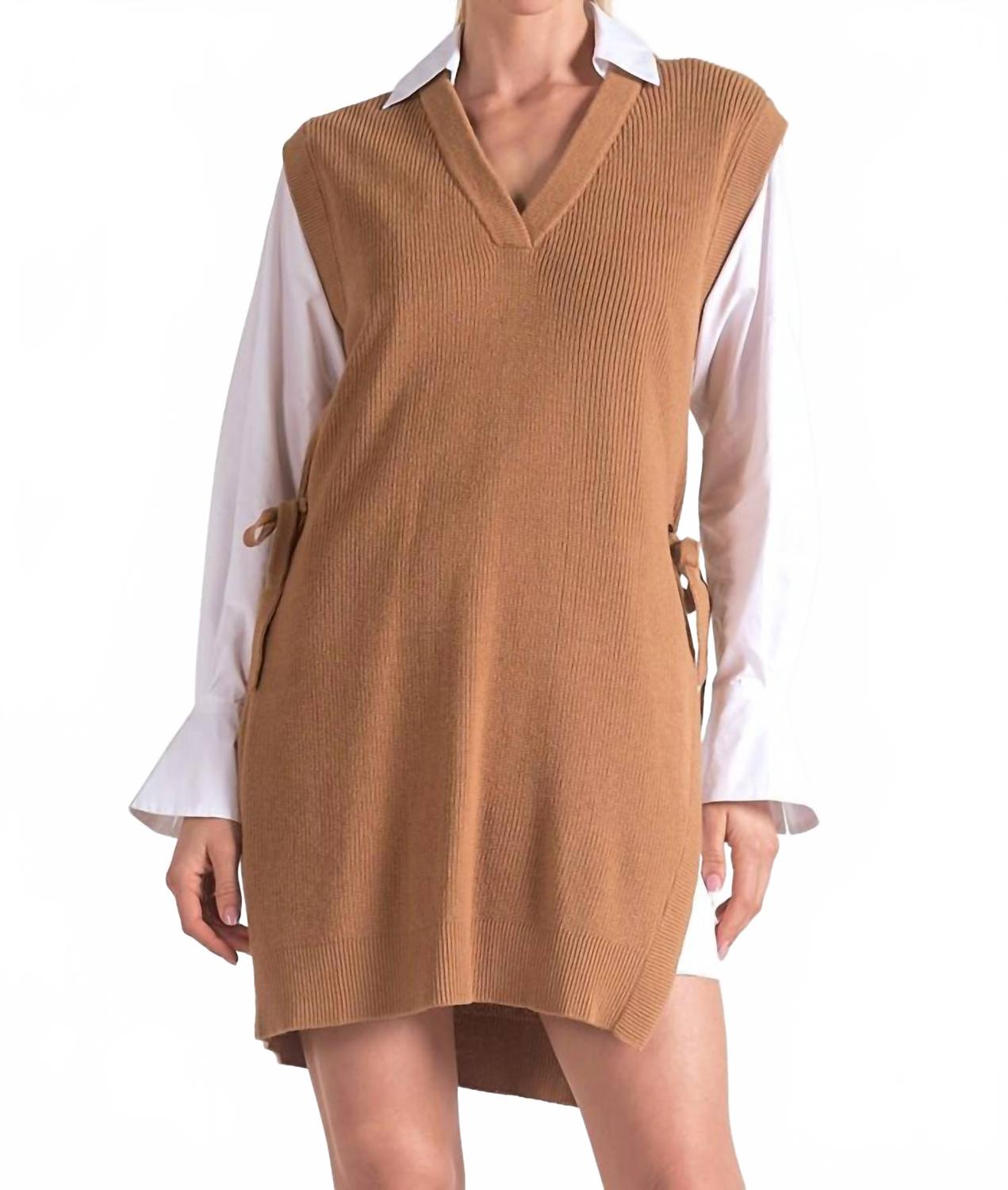 Свитер-платье с рубашкой в бежевом цвете ELAN
Свитер-платье с рубашкой в бежевом цвете ELAN