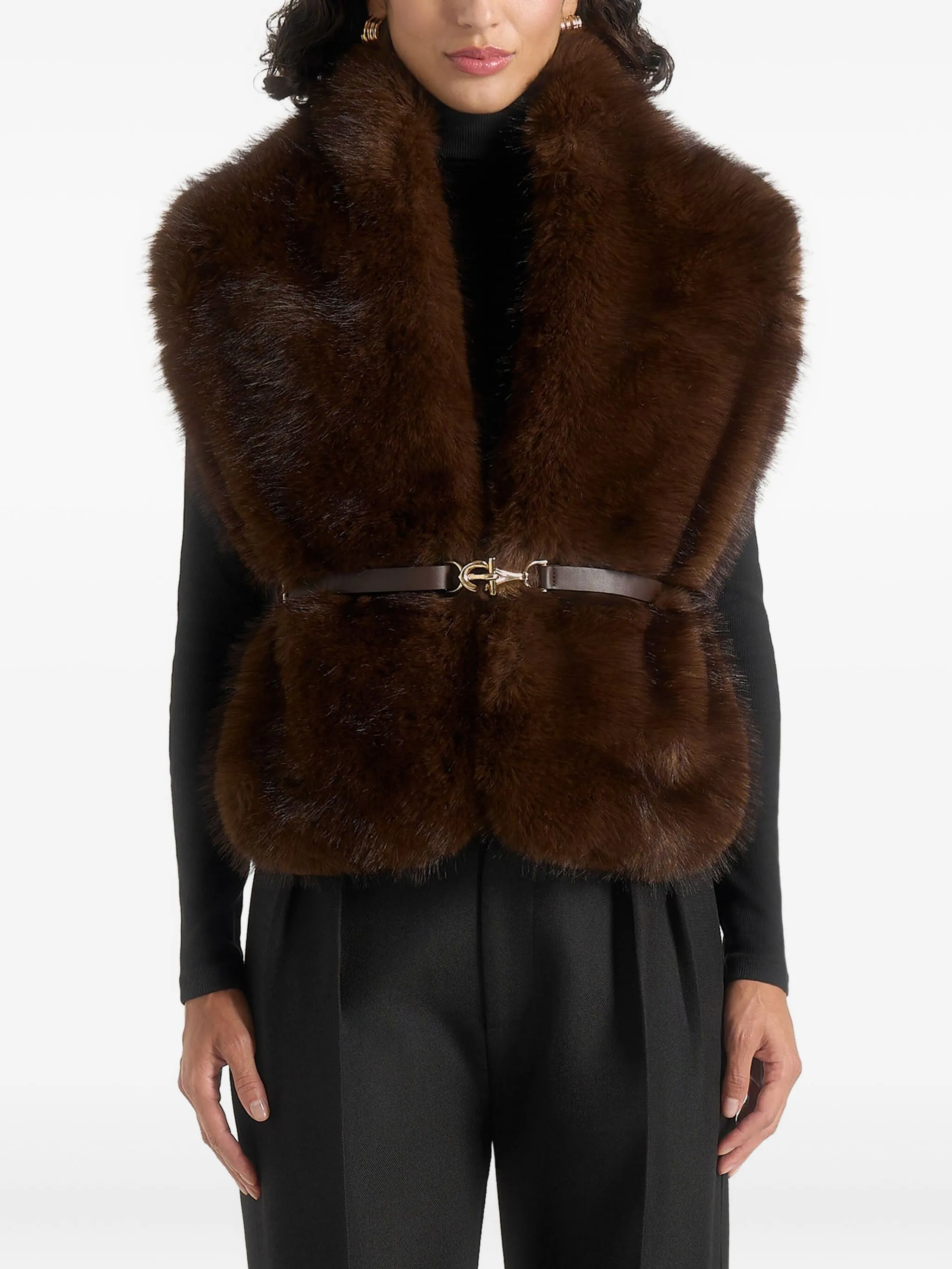 Жилет Lira из искусственного меха с поясом Manière De Voir, коричневый
Жилет Lira из искусственного меха с поясом Manière De Voir, коричневый