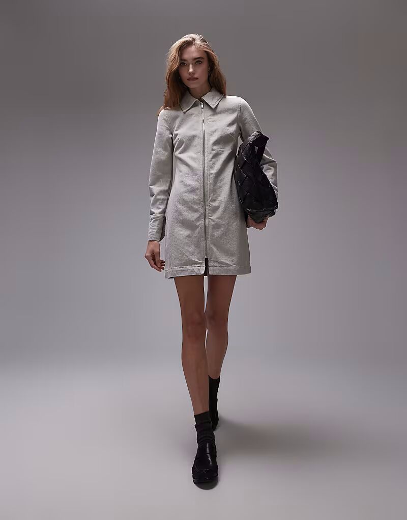 Платье-рубашка из денима цвета кремовый Topshop
Платье-рубашка из денима цвета кремовый Topshop