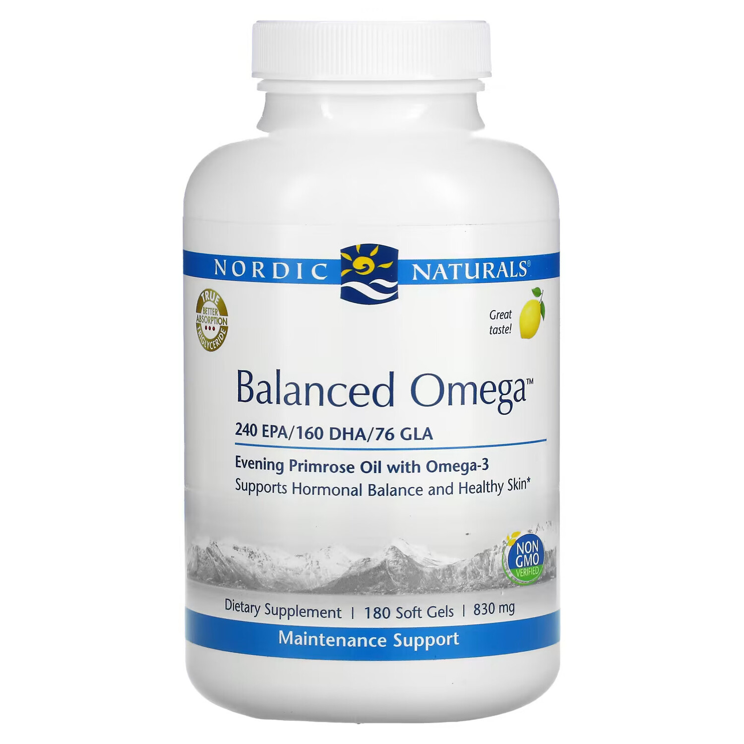 Nordic Naturals, Balanced Omega, со вкусом лимона, 830 мг, 180 мягких желатиновых капсул
Nordic Naturals, Balanced Omega, со вкусом лимона, 830 мг, 180 мягких желатиновых капсул