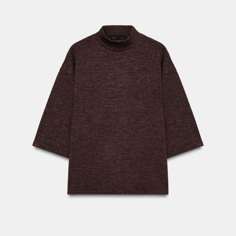 Футболка Zara Piqué High Neck, темно-коричневый
Футболка Zara Piqué High Neck, темно-коричневый