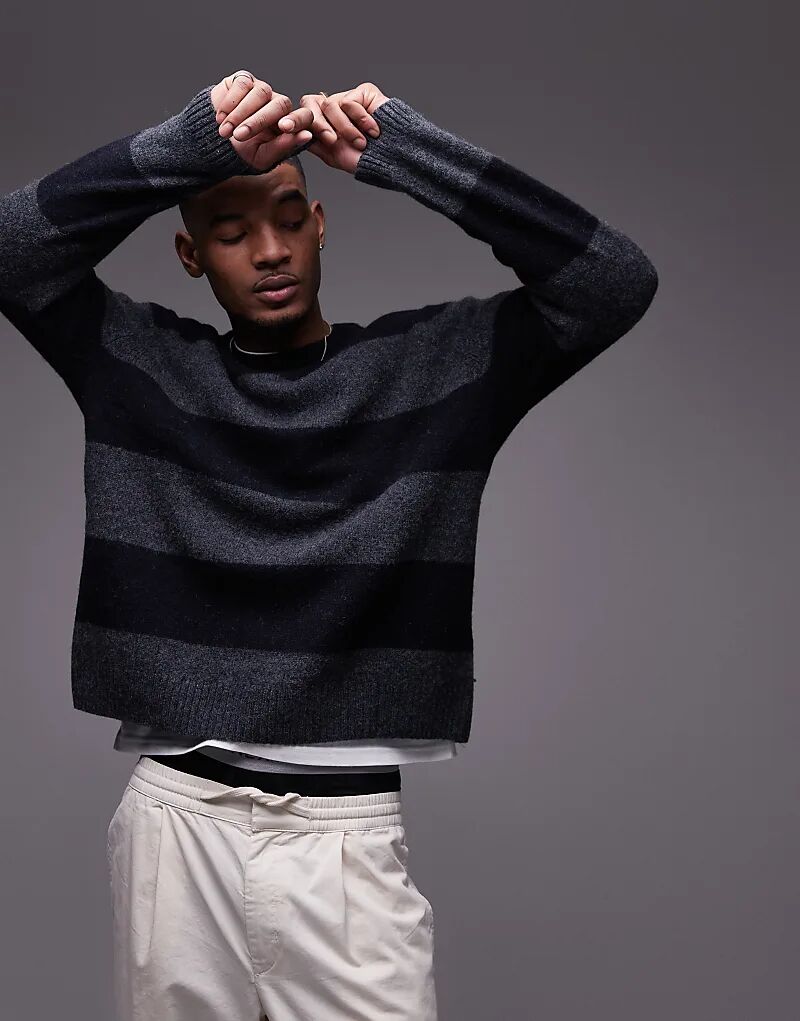 Свитер ARKET из смесовой шерсти в полоску черного и угольно-черного цвета
Свитер ARKET из смесовой шерсти в полоску черного и угольно-черного цвета