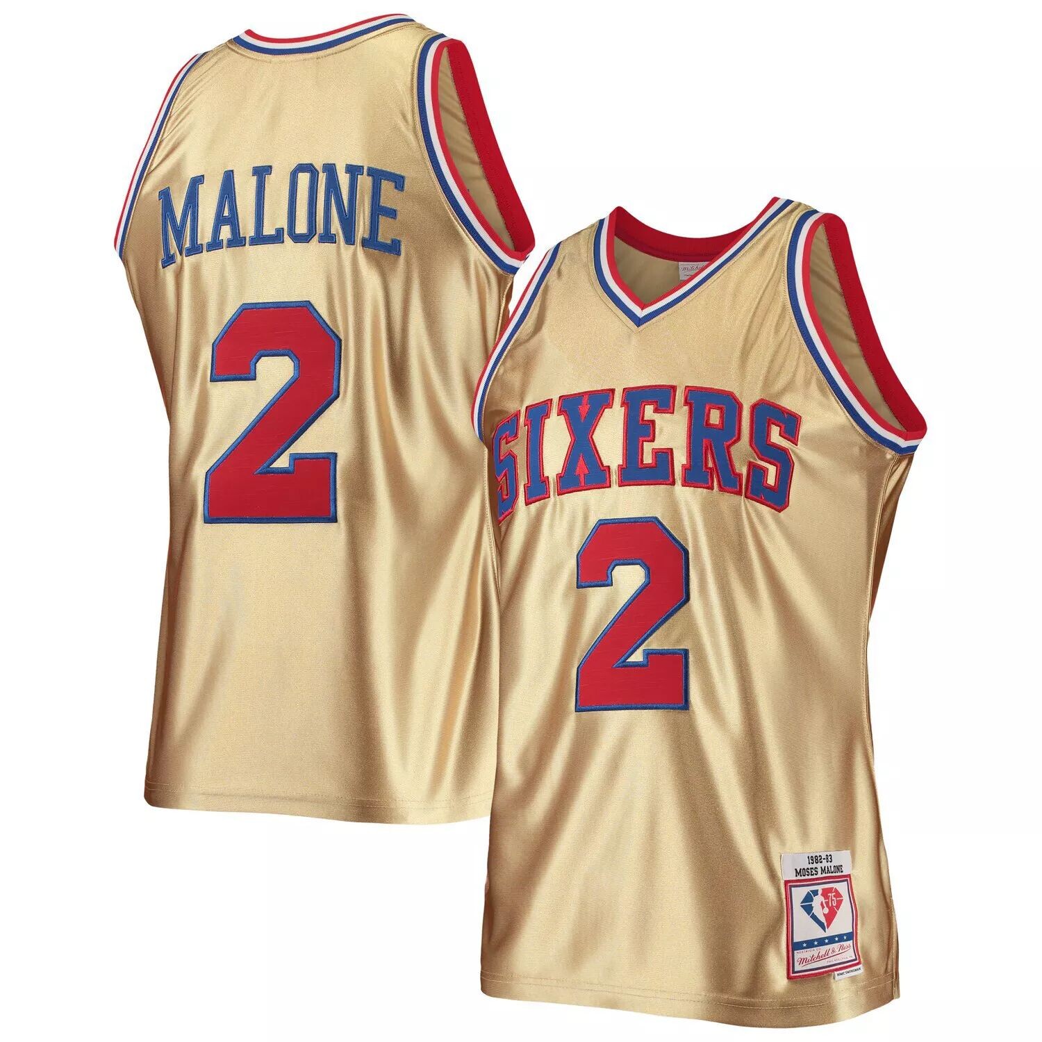 Мужская майка Mitchell & Ness Moses Malone Gold Philadelphia 76ers 75th Anniversary 1982-83 Hardwood Classics Swingman Джерси
Мужская майка Mitchell & Ness Moses Malone Gold Philadelphia 76ers 75th Anniversary 1982-83 Hardwood Classics Swingman Джерси
