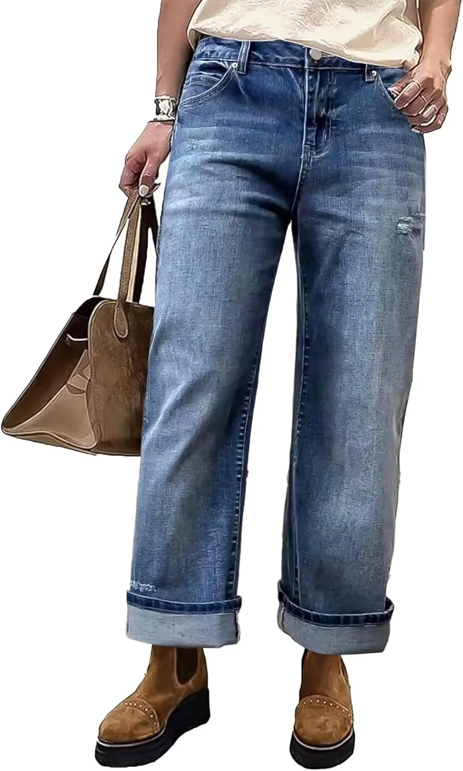 Прямые джинсы Flamingals с высокой посадкой и рваными деталями
Прямые джинсы Flamingals с высокой посадкой и рваными деталями