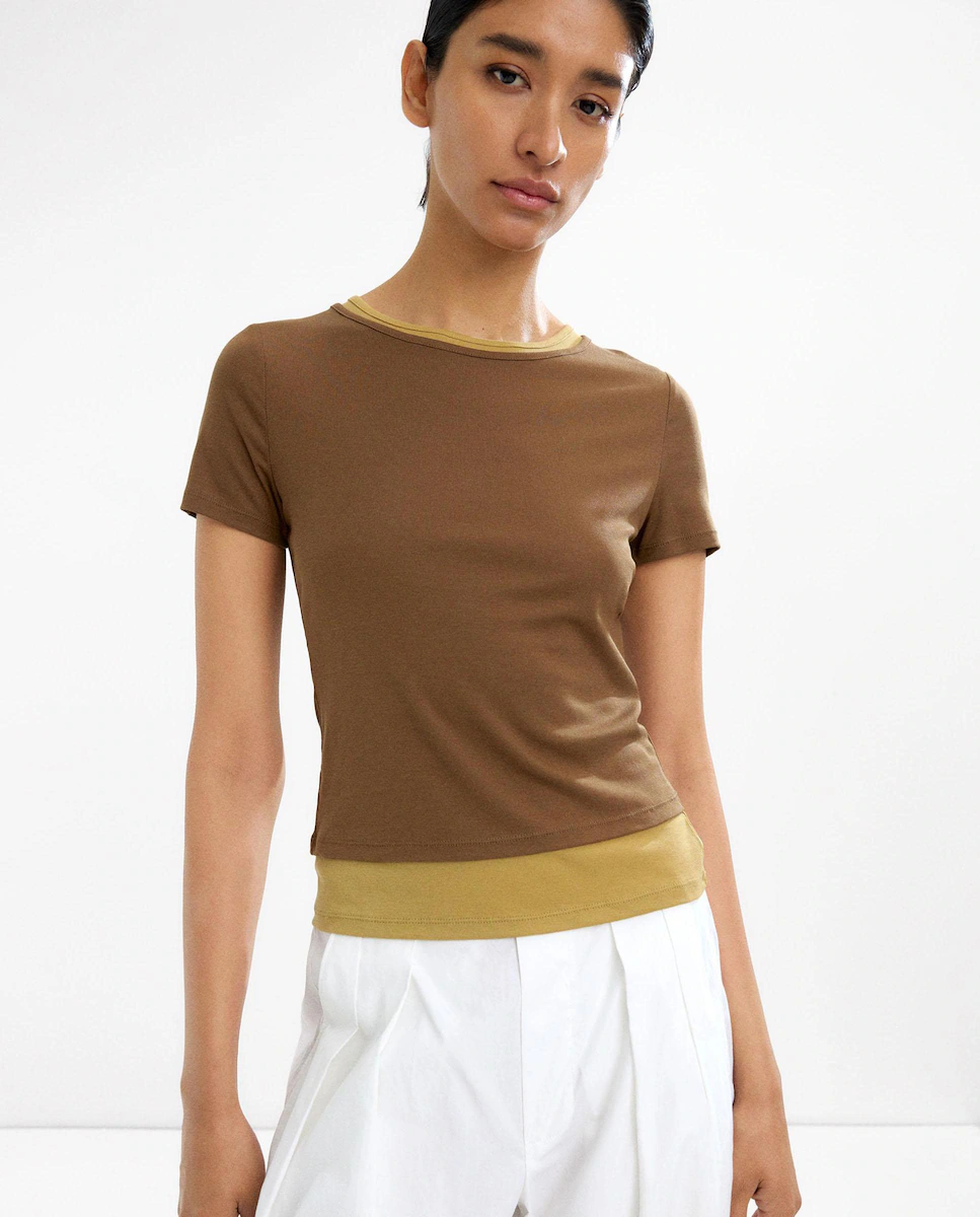 Женская футболка с коротким рукавом и эффектом двойного слоя Parfois, коричневый
Женская футболка с коротким рукавом и эффектом двойного слоя Parfois, коричневый