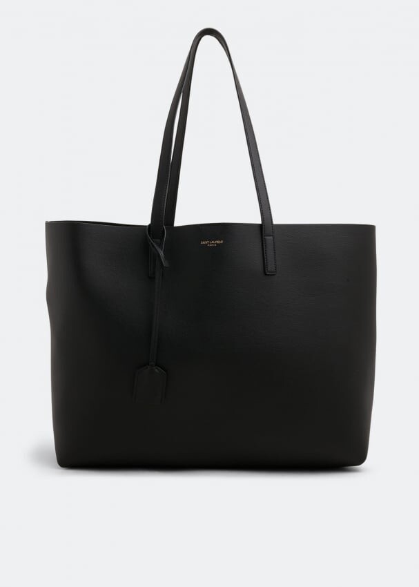 Сумка-тоут SAINT LAURENT Leather shopping tote bag, черный 
Сумка-тоут SAINT LAURENT Leather shopping tote bag, черный