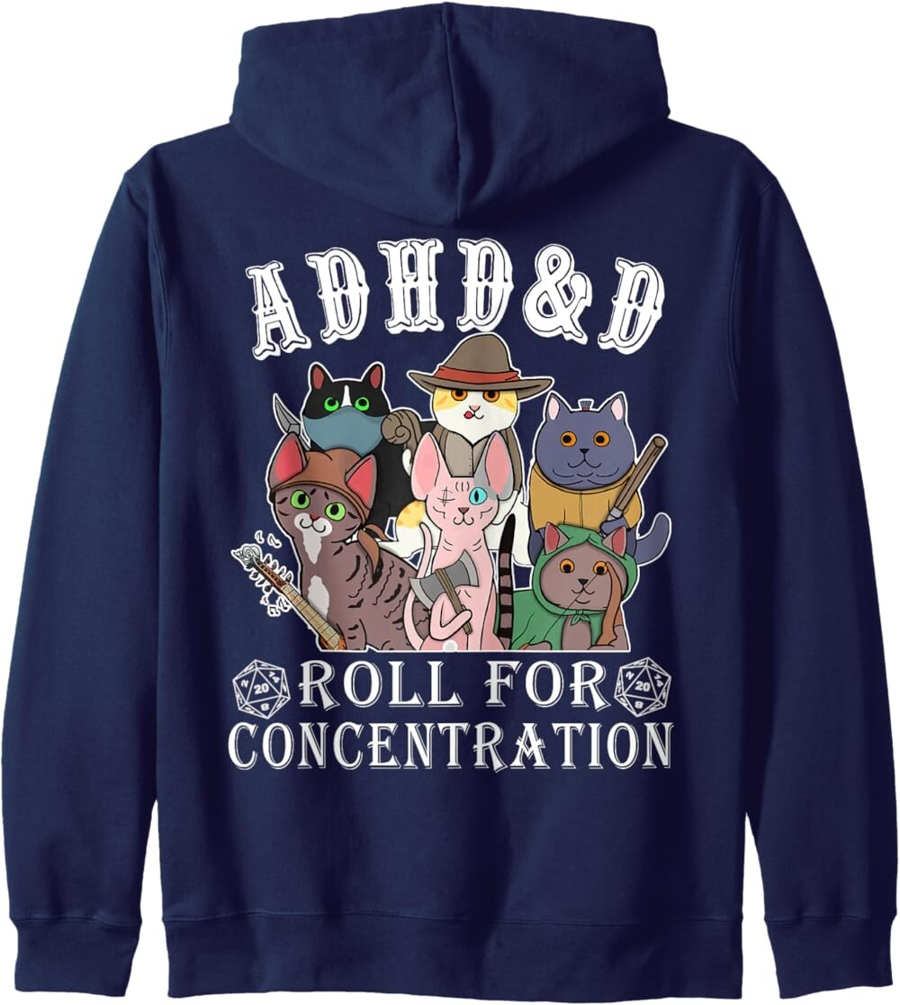 Толстовка худи Funny Tees Gamer RPG Apparel Cats RPG Gamer Roll For Concentration, темно-синий
Толстовка худи Funny Tees Gamer RPG Apparel Cats RPG Gamer Roll For Concentration, темно-синий
