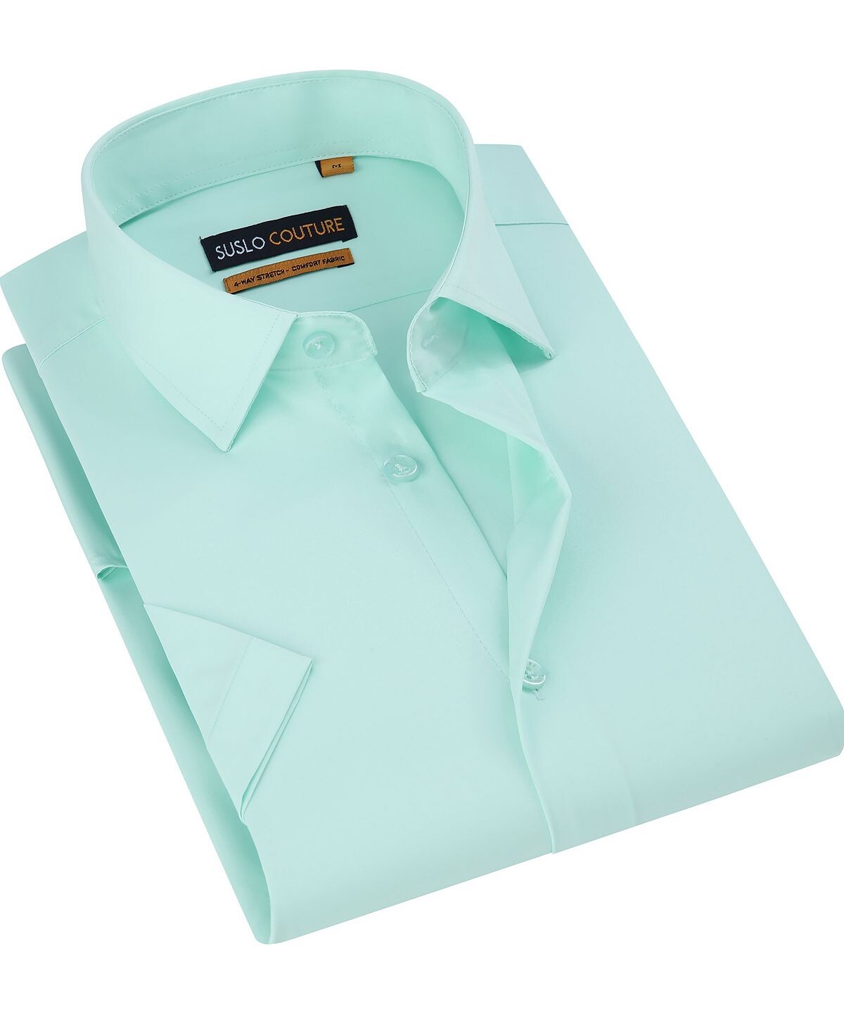 Мужская приталенная рубашка с короткими рукавами и однотонной рубашкой на пуговицах Suslo Couture, бирюзовый
Мужская приталенная рубашка с короткими рукавами и однотонной рубашкой на пуговицах Suslo Couture, бирюзовый