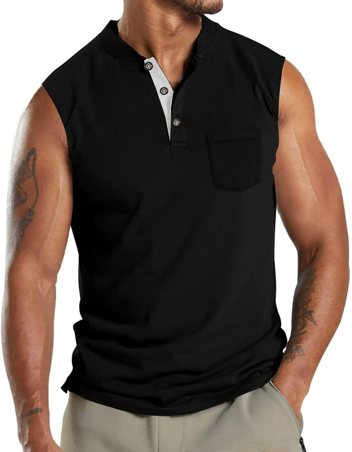 Мужская майка для гольфа без рукавов с пуговицами
Мужская майка для гольфа без рукавов с пуговицами