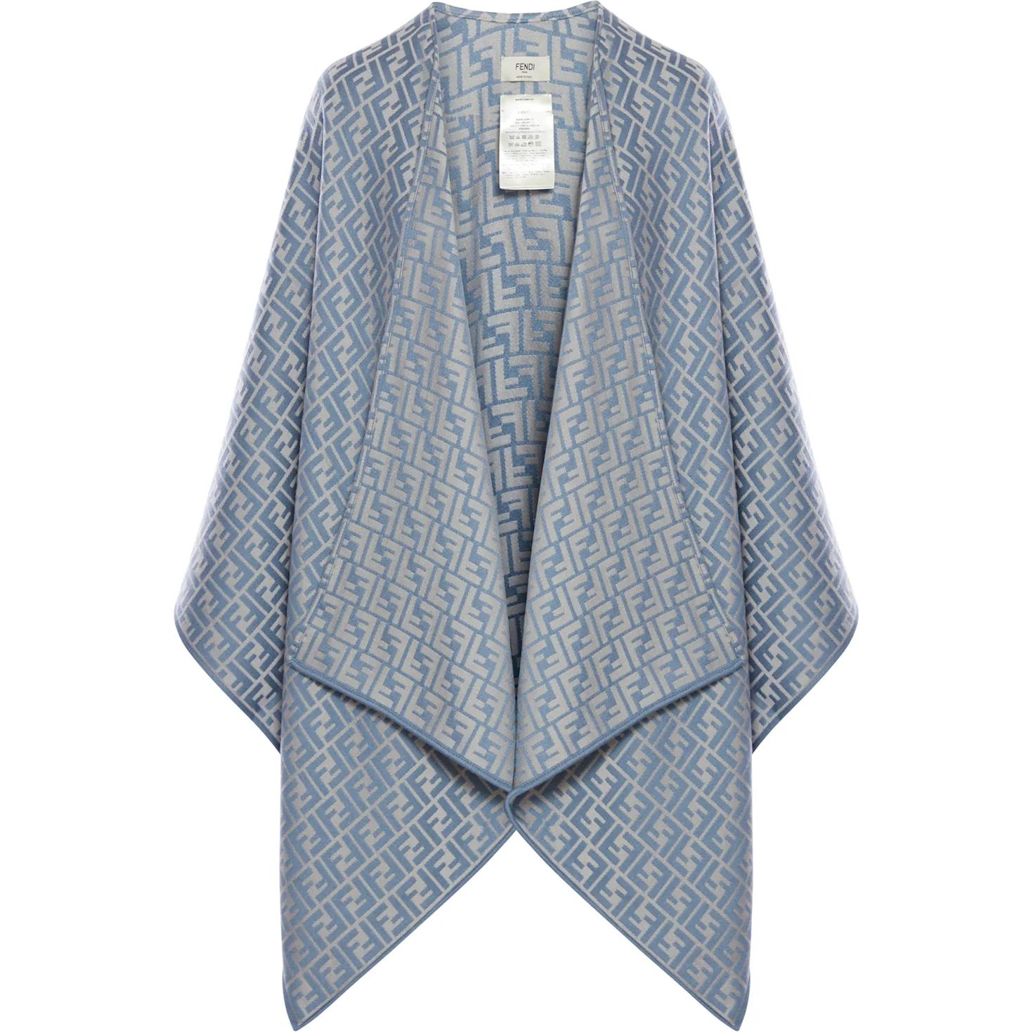 FENDI Жаккардовое пончо Ff, Blue 
FENDI Жаккардовое пончо Ff, Blue