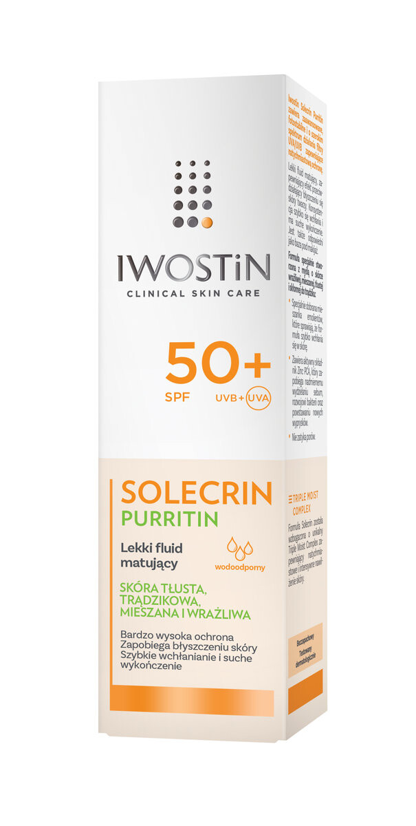 Iwostin, Solecrin Purritin, Легкий матирующий флюид SPF50+, 40 мл
Iwostin, Solecrin Purritin, Легкий матирующий флюид SPF50+, 40 мл