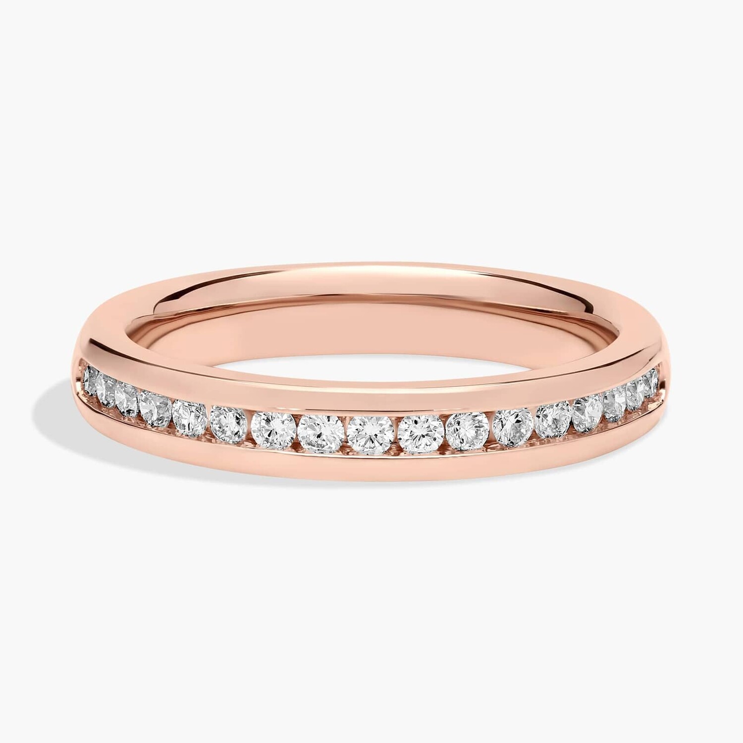 Кольцо с выращенными в лаборатории бриллиантами в канальной оправе из розового золота 14 карат (1/4 карата, два цвета - FG / VS2-SI1) Blue Nile 
Кольцо с выращенными в лаборатории бриллиантами в канальной оправе из розового золота 14 карат (1/4 карата, два цвета - FG / VS2-SI1) Blue Nile