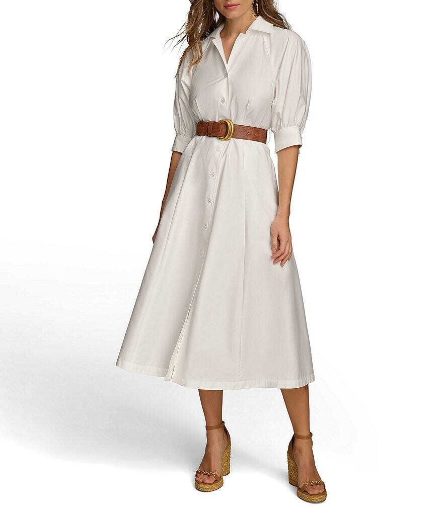 Donna Karan Атласное платье миди с рукавами 3/4, воротником, поясом и карманами, слоновая кость
Donna Karan Атласное платье миди с рукавами 3/4, воротником, поясом и карманами, слоновая кость
