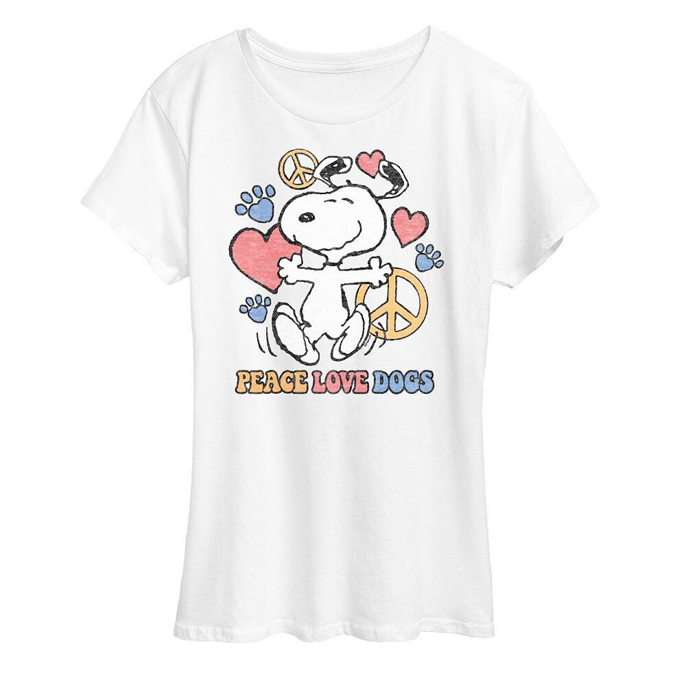 Женская футболка с рисунком Peanuts Snoopy Peace Love Dogs Licensed Character, белый
Женская футболка с рисунком Peanuts Snoopy Peace Love Dogs Licensed Character, белый