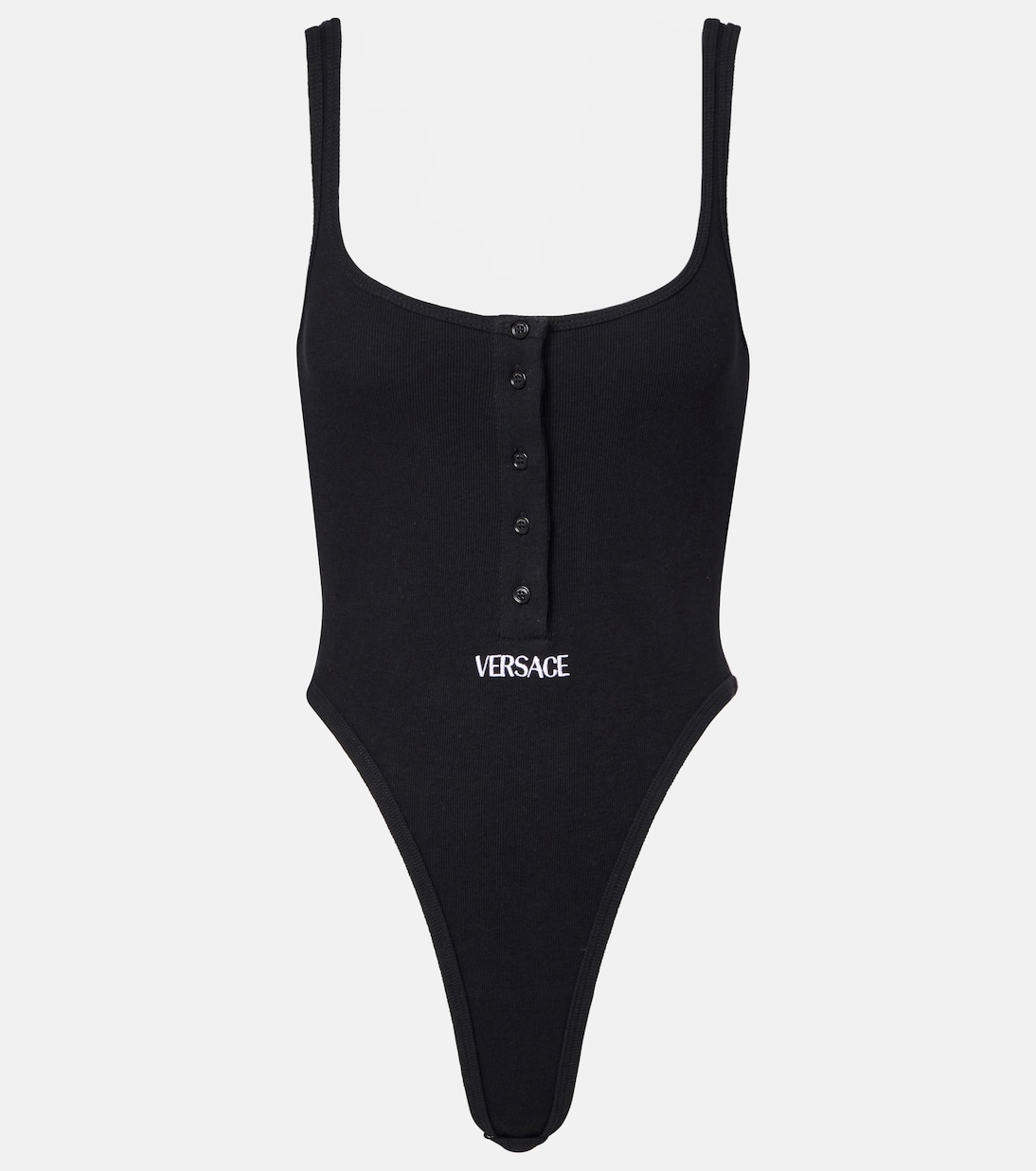 Боди из хлопчатобумажной смеси с логотипом в рубчик Versace, черный
Боди из хлопчатобумажной смеси с логотипом в рубчик Versace, черный