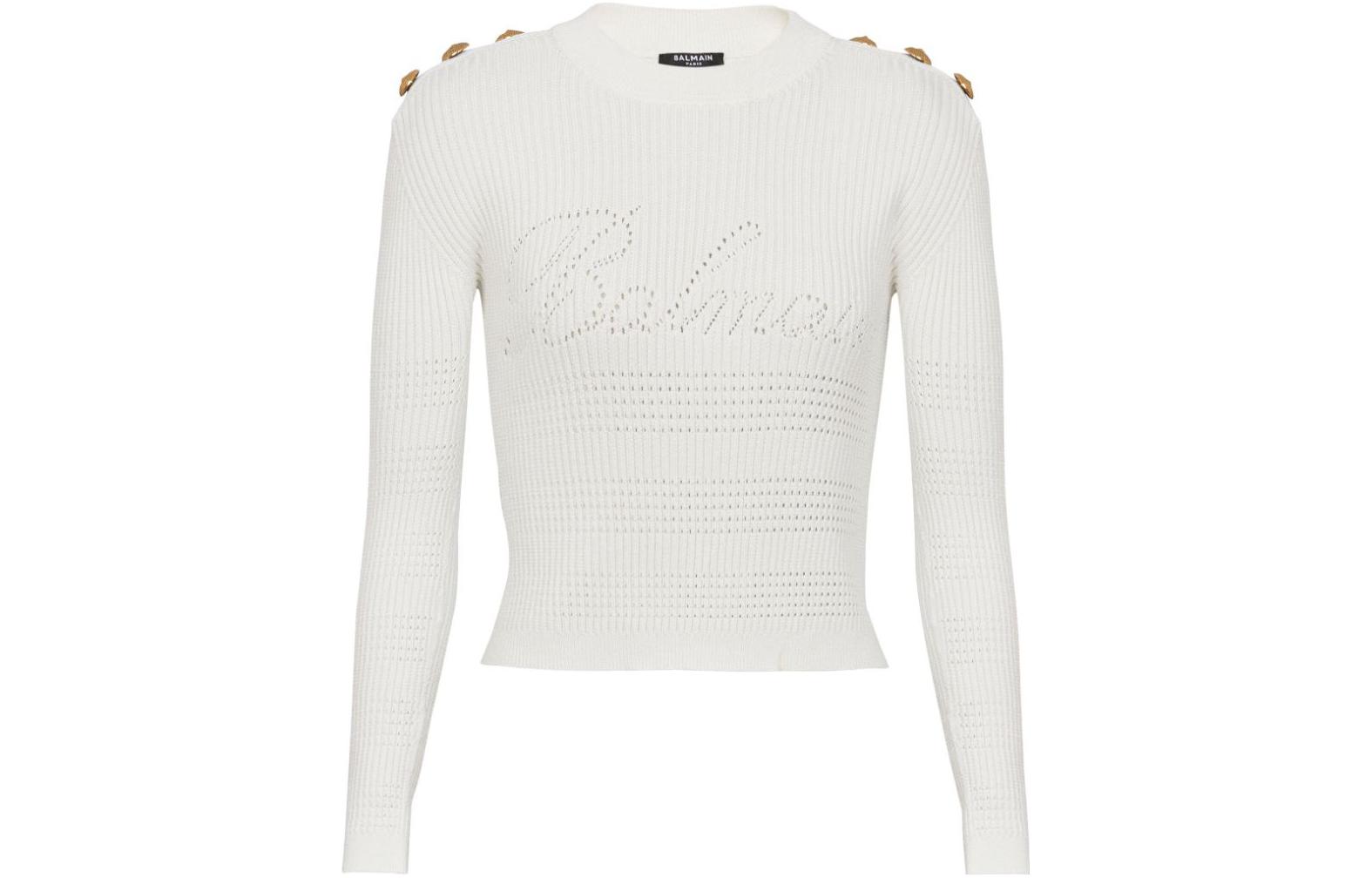 Свитер с логотипом Signature BALMAIN, белый
Свитер с логотипом Signature BALMAIN, белый