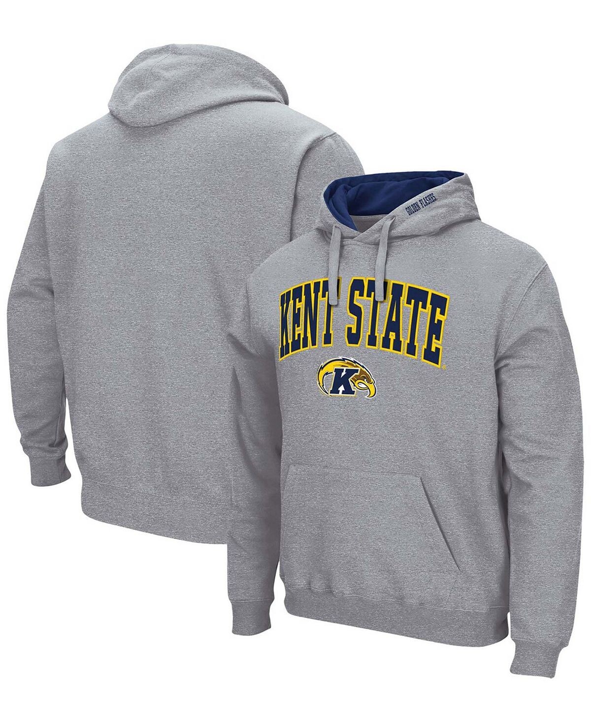 Мужская толстовка с капюшоном heather grey kent state golden flashes arch и логотипом Colosseum, мульти 
Мужская толстовка с капюшоном heather grey kent state golden flashes arch и логотипом Colosseum, мульти