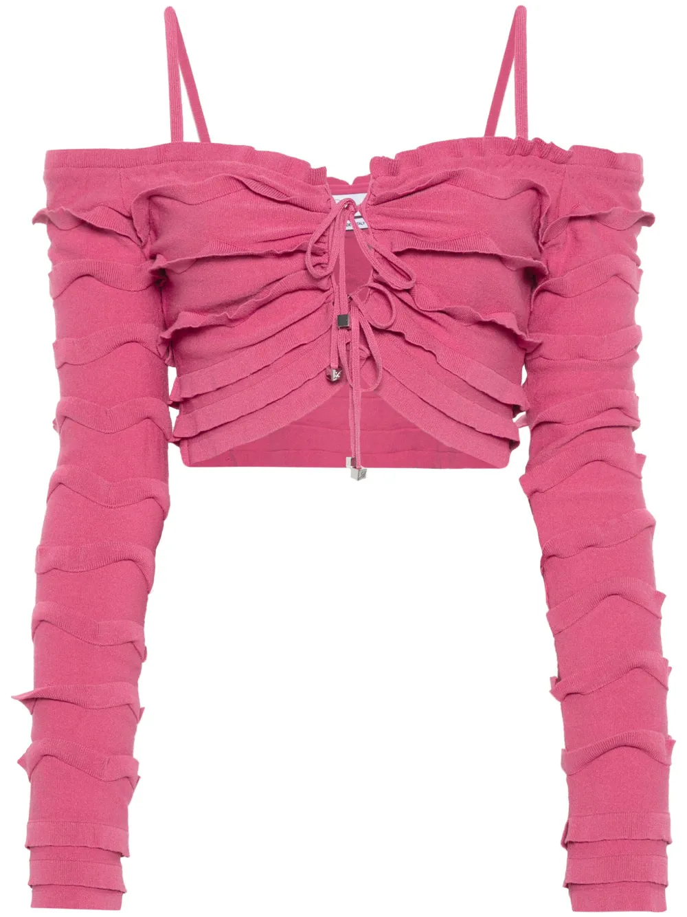 Укороченный кардиган с оборками BLUMARINE, розовый
Укороченный кардиган с оборками BLUMARINE, розовый