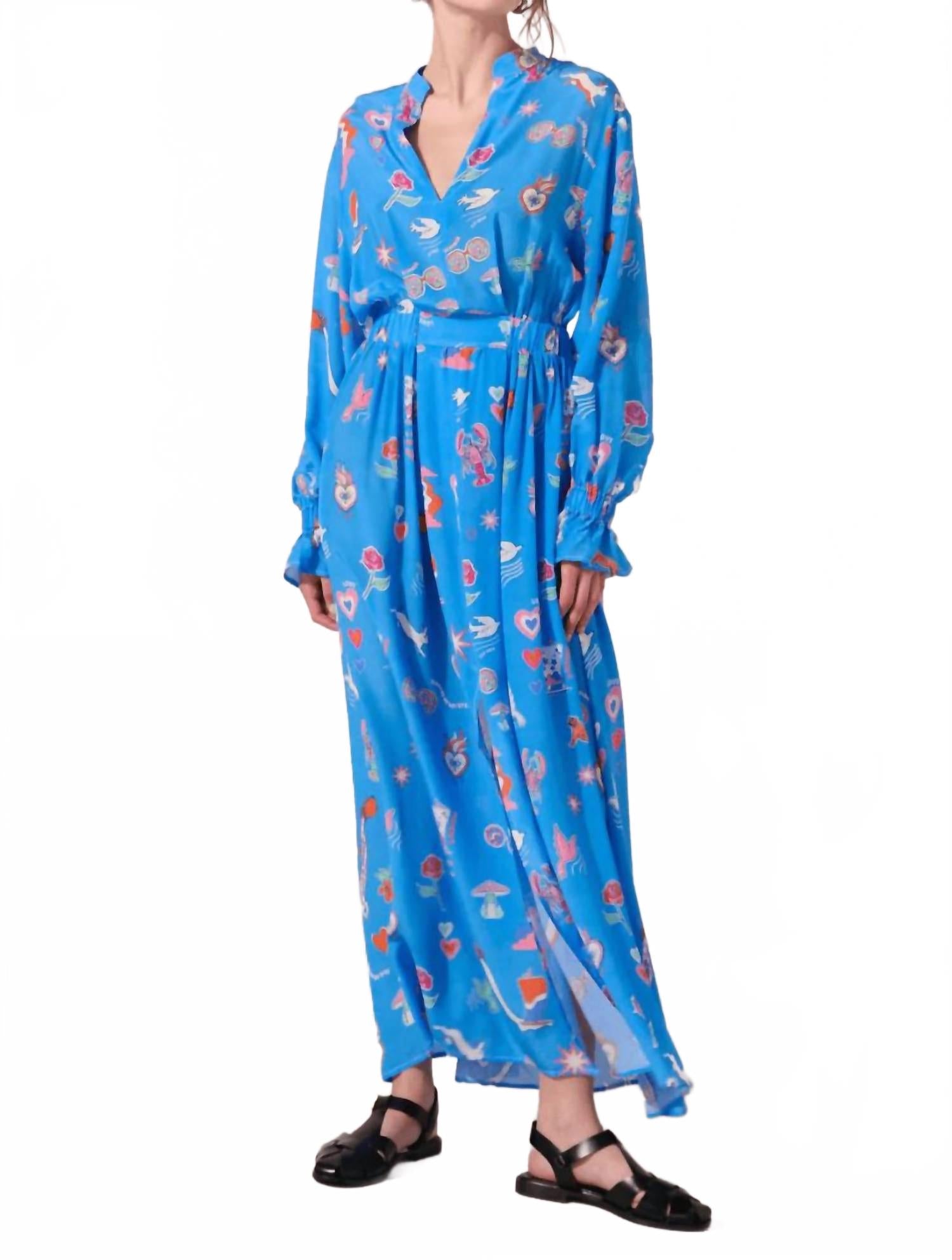 Белое кроличье шелковое платье Мэри Джейн в синем мультиколоре Paolita
Белое кроличье шелковое платье Мэри Джейн в синем мультиколоре Paolita