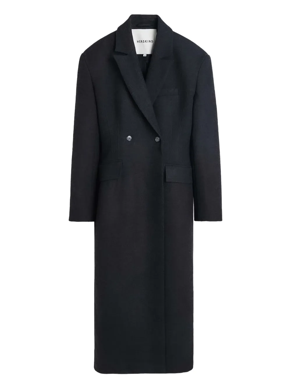 Двубортное пальто с объемными плечами HERSKIND, синий 
Двубортное пальто с объемными плечами HERSKIND, синий