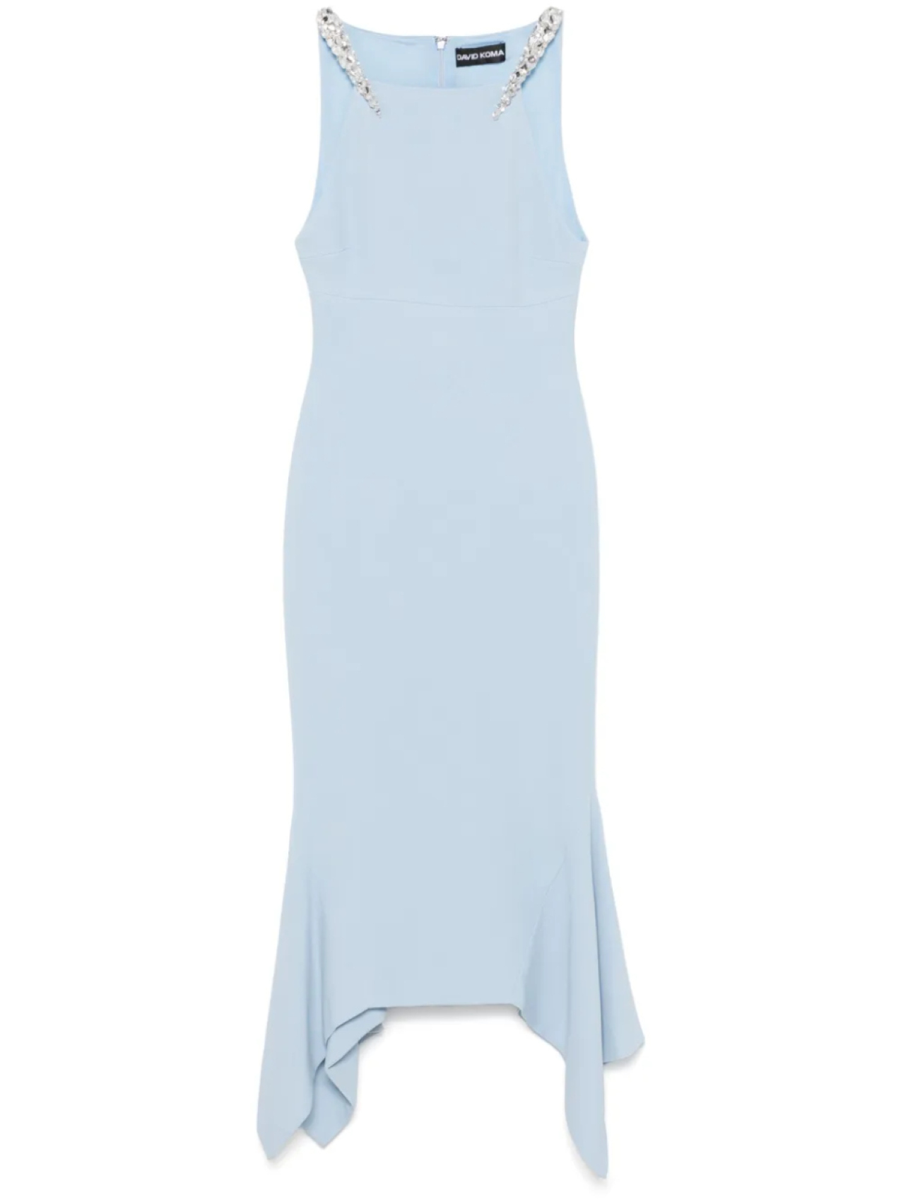 Платье миди David Koma, украшенное кристаллами, синий 
Платье миди David Koma, украшенное кристаллами, синий