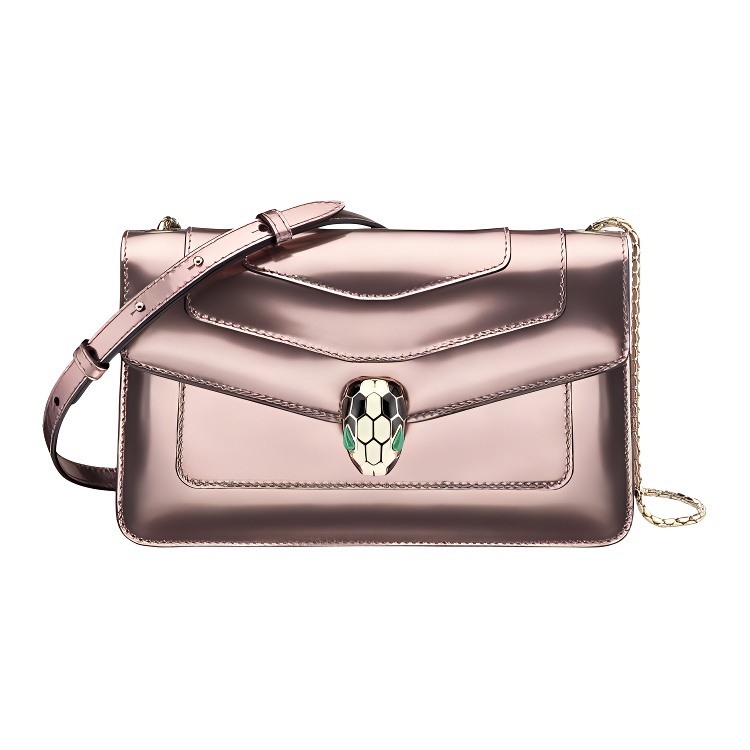 BVLGARI Женская розовая кожаная сумка через плечо с зеркальной отделкой 
BVLGARI Женская розовая кожаная сумка через плечо с зеркальной отделкой
