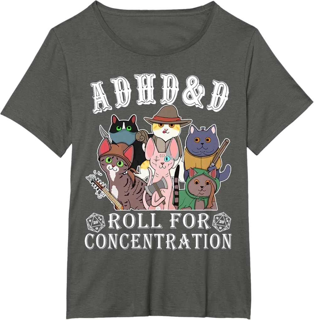 Женская футболка Funny Tees Gamer RPG Apparel Cats RPG Gamer Roll For Concentration D20 Dice Nerdy, темно-серый
Женская футболка Funny Tees Gamer RPG Apparel Cats RPG Gamer Roll For Concentration D20 Dice Nerdy, темно-серый