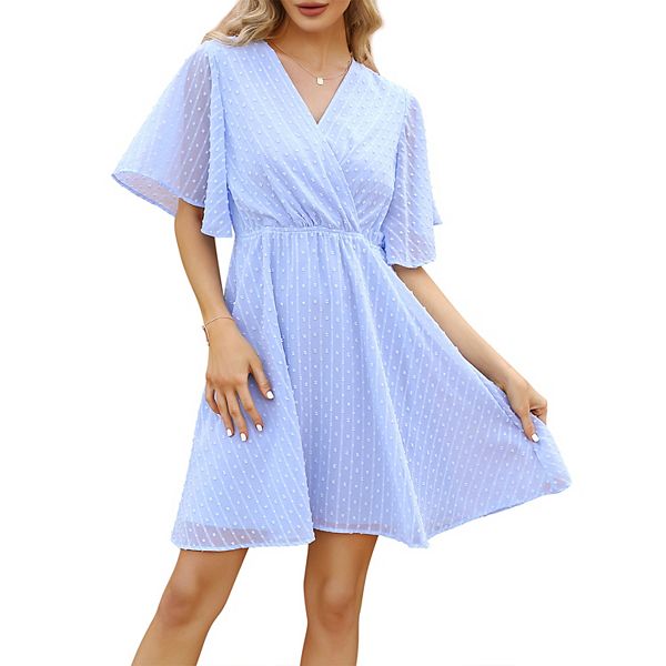 Женское летнее платье мини с коротким рукавом, рюшами и запахом Clearflower, Light Blue
Женское летнее платье мини с коротким рукавом, рюшами и запахом Clearflower, Light Blue